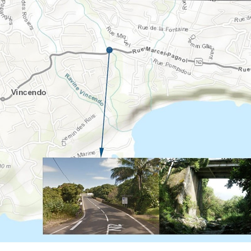 Plan de situation de l'ouvrage sur la Ravine Jacques Payet