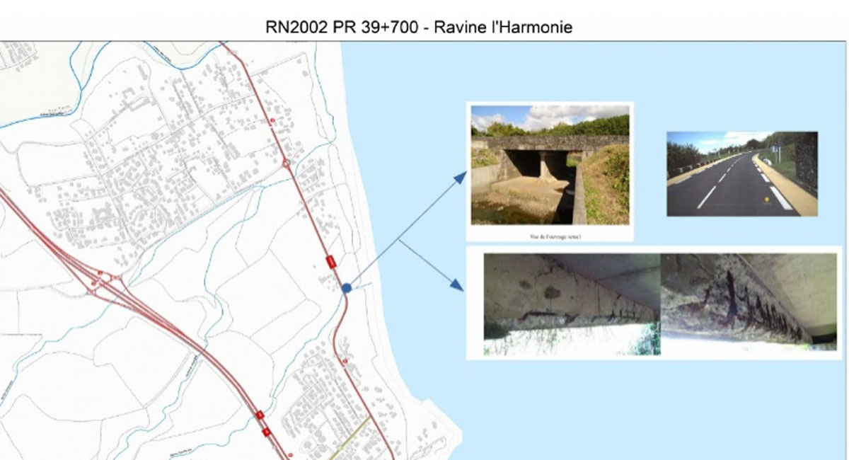 Plan de situation de l'ouvrage sur la Ravine L'Harmonie