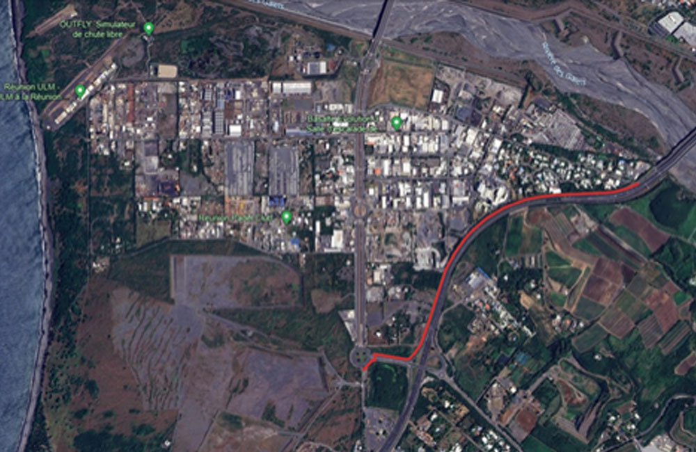 Plan de situation de la voie vélo sur la RN1