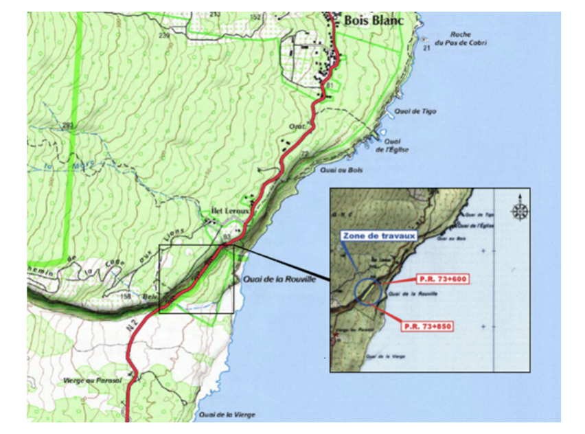 Plan de situation de la sécurisation de la RN2