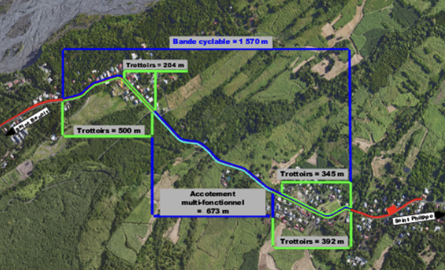 Plan de situation de la section Ravine Virapin / Ravine Robert