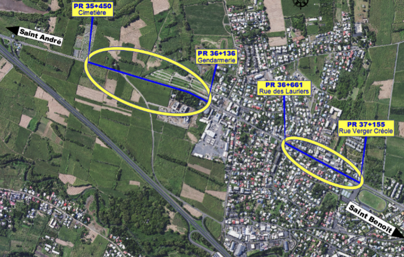 Plan de situation des aménagements sur la RN2002